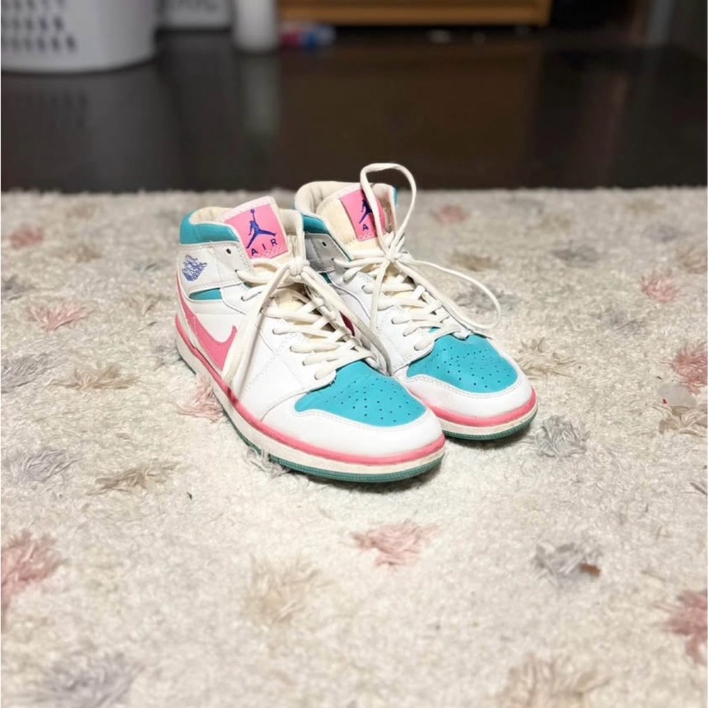 Jordan Sneakers - White, Pink, and Teal